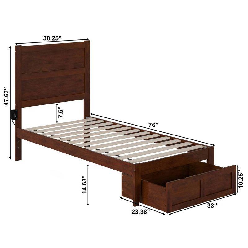 Twin Noho Bed with Foot Drawer Walnut - AFI: Kids' & Teen Platform Storage, No Box Spring Needed