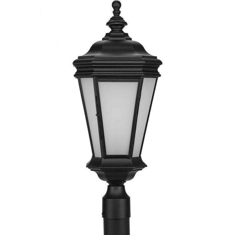 Textured Black Cast Aluminum Outdoor Post Lantern with Etched Glass Shade