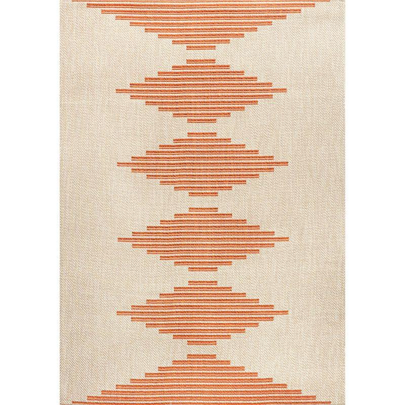 Beige and Orange Stripe 8' x 10' Synthetic Indoor/Outdoor Rug