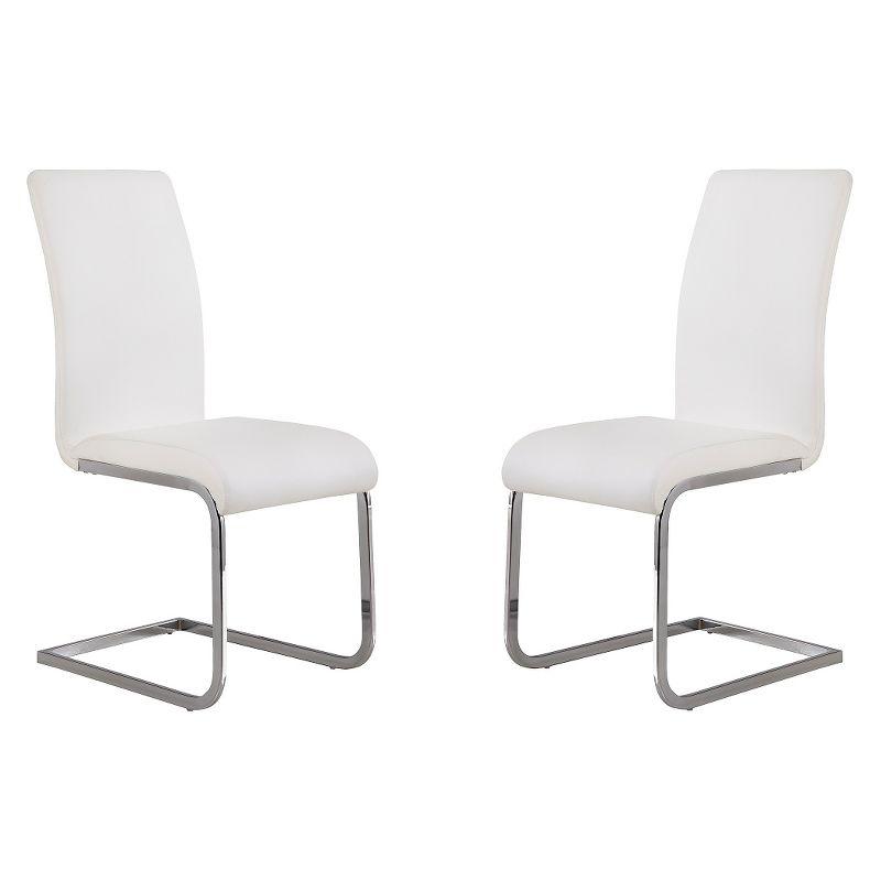 Contemporary White Faux Leather Upholstered Side Chair Set