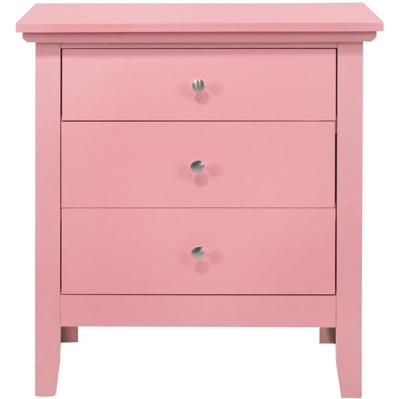 Passion Furniture Hammond 3-Drawer Pink Nightstand (26 in. H x 24 in. W x 18 in. D)