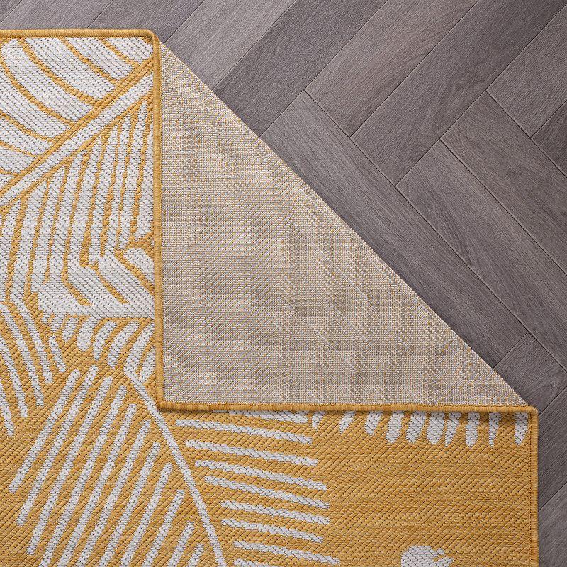 World Rug Gallery Distressed Palm Leaves Textured Flat Weave Indoor/Outdoor Area Rug - YELLOW 2'x3'