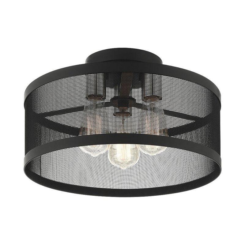 Livex Lighting Industro 3 - Light Semi-Flush Mount in  Black/Brushed Nickel