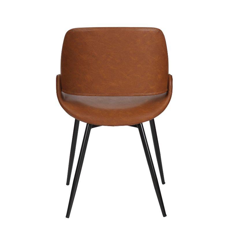 Set of 2 Fabrico Dining Chairs Black/Camel - LumiSource: Faux Leather, Metal Legs, Comfort Design