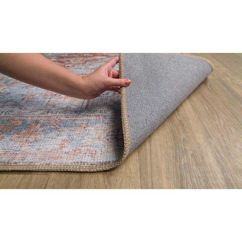 Alanya Blue Rectangular Washable Wool Chenille Rug