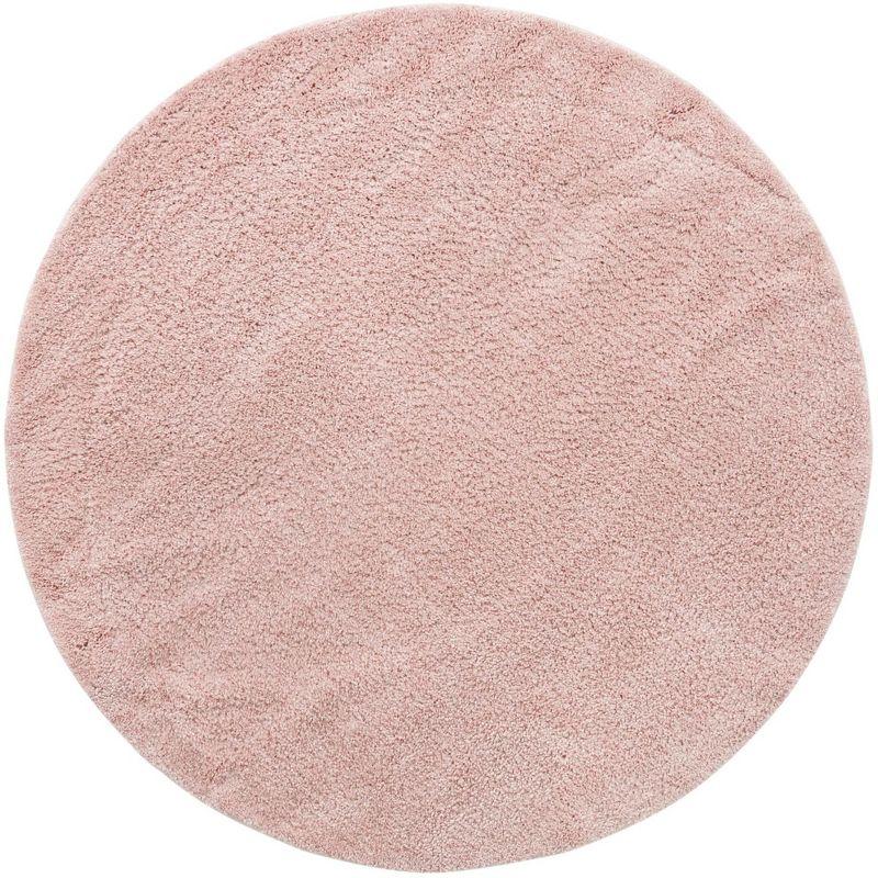 Calabasas Chic Pink Round Shag Area Rug for Kids