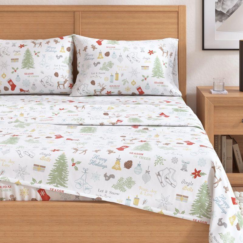 100% Turkish Cotton Holiday Printed Flannel Sheet Set