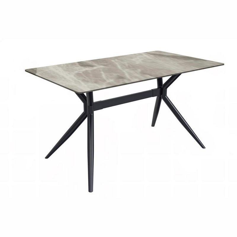 Hokku Designs Senath Modern Dining Table with Sintered Stone Top and Stainless Steel Base