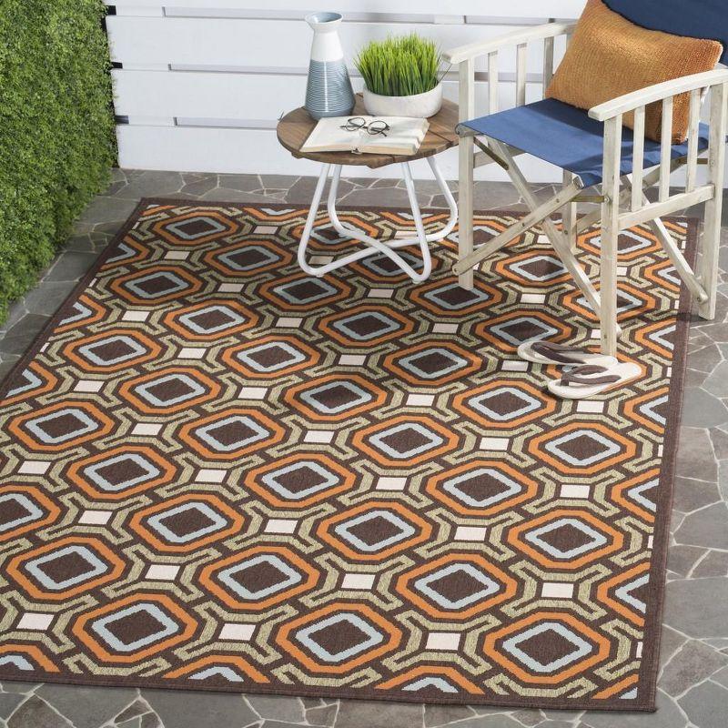Veranda VER089 Power Loomed Indoor and Outdoor Area Rug - Chocolate/Terracotta - 5'3"x7'7" - Safavieh.