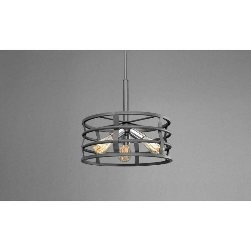 Progress Lighting Remix 3-Light Pendant, Steel, Graphite, Open Cage Design, Brushed Nickel Accents, Canopy Included