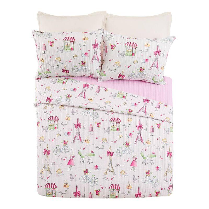 Urban Playground Pretty in Paris Reversible Pink Quilt Set