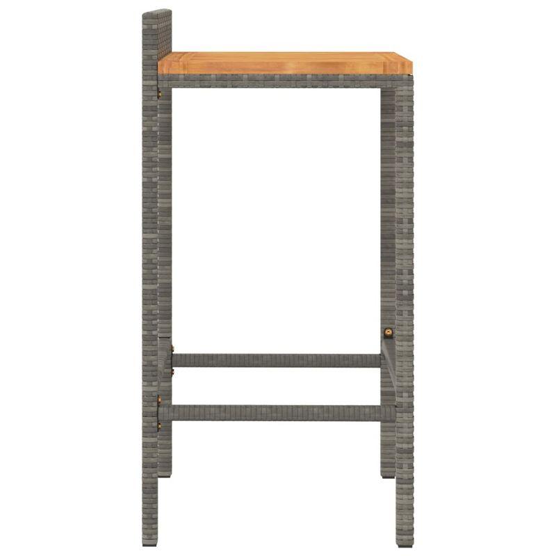 vidaXL Bar Stools 4 pcs Gray Poly Rattan and Solid Wood Acacia