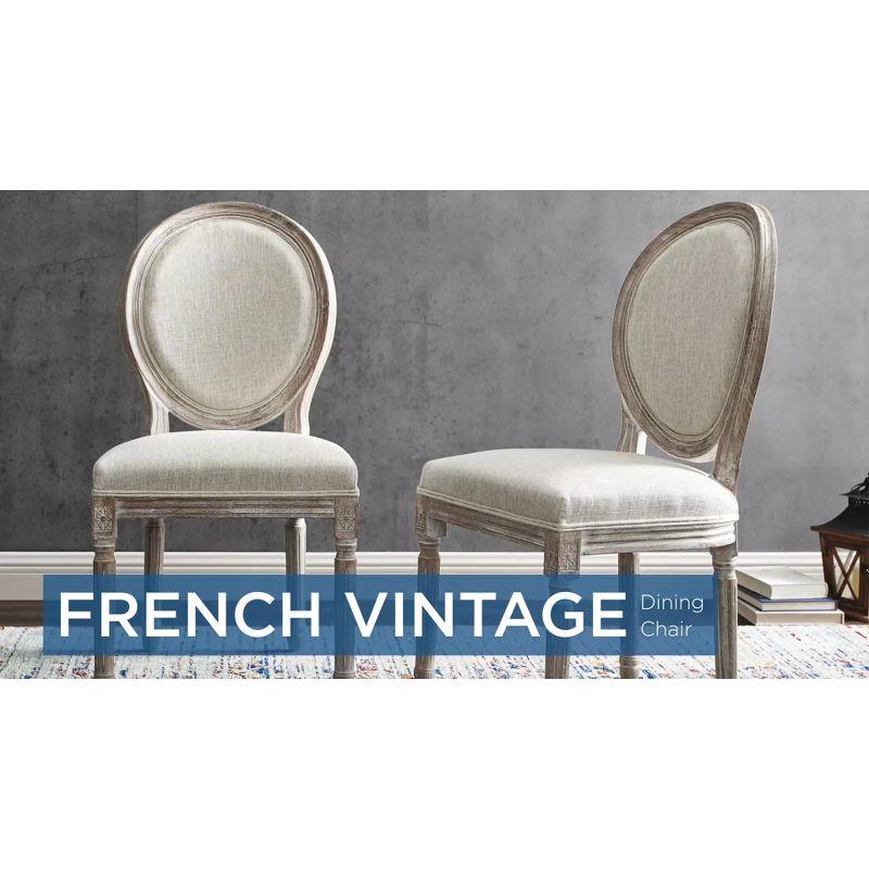 Emanate Vintage French Beige Upholstered Wood Side Chair