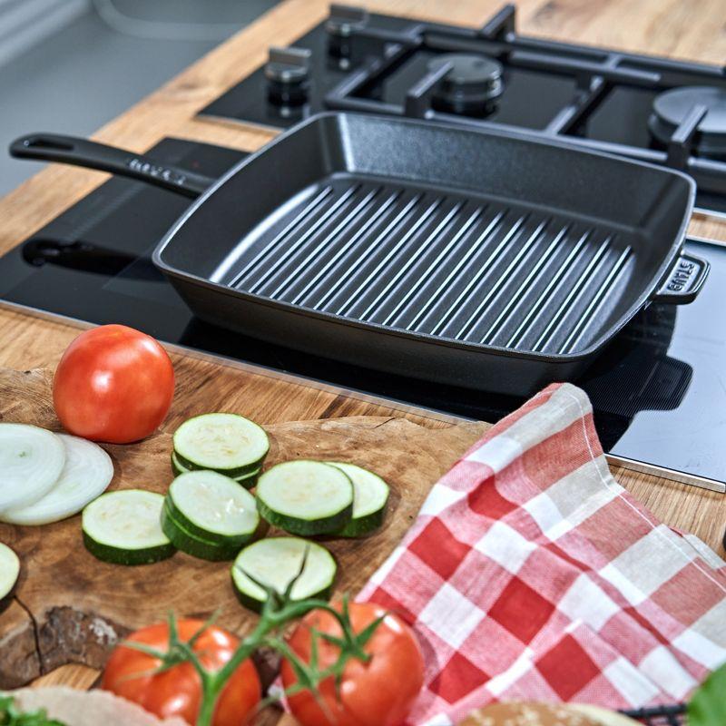 Staub ® 12" Matte Black Enameled Cast Iron Square Grill Pan