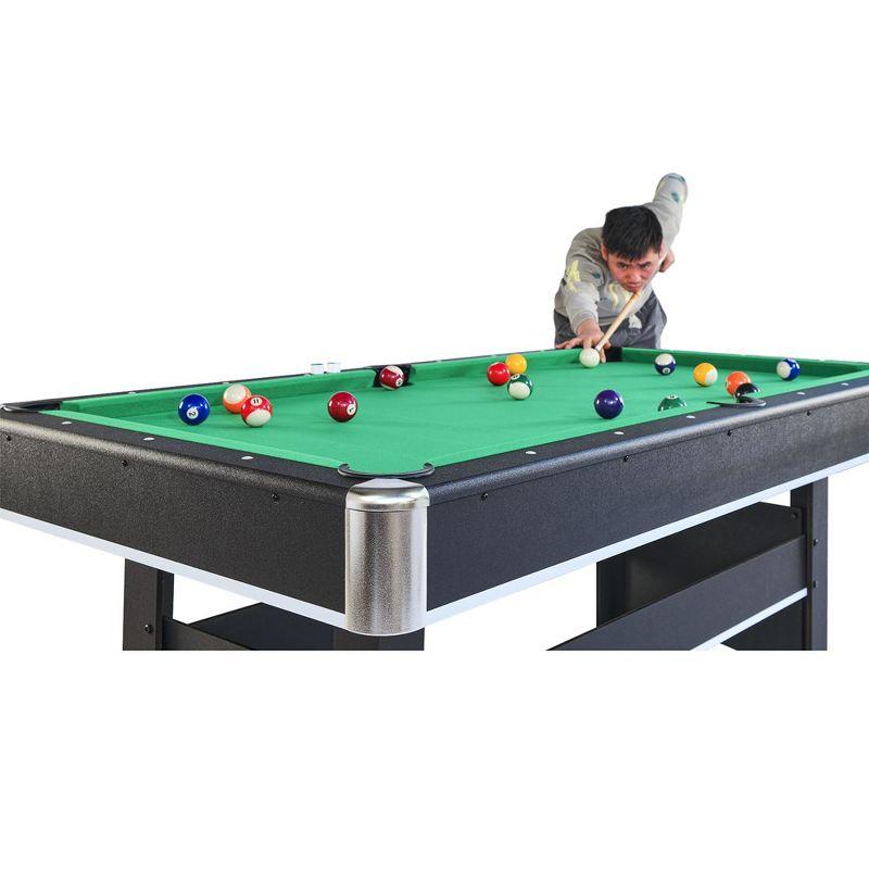 6-ft Pool Table with Table Tennis Top - Black with Green/Red Felt