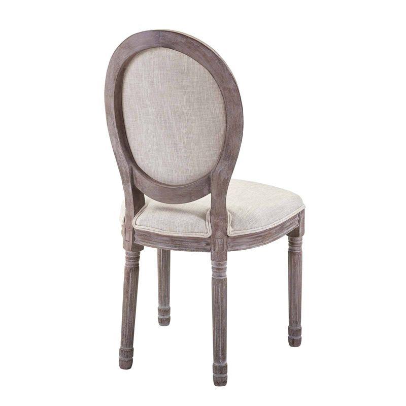 Chateau Comfort Beige Upholstered Dining Side Chair with Weathered Wood