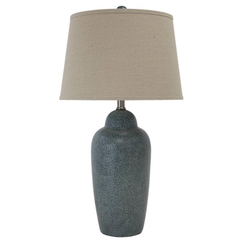 Green and Beige Ceramic Table Lamp with Textured Shade