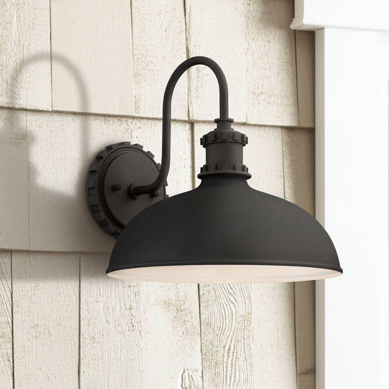 Minka Lavery Industrial Outdoor Barn Light Fixture Black Gooseneck Arm 11 3/4" for Post Exterior Deck House Porch Yard Patio