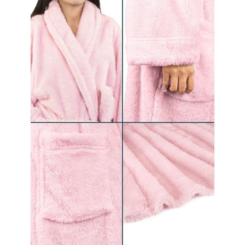 PAVILIA Premium Womens Plush Soft Robe Fluffy Warm, Fleece Faux Shearling Shaggy Bathrobe