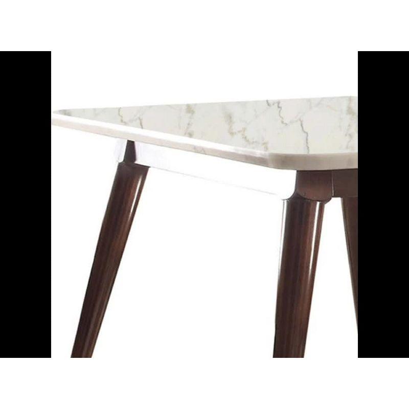 Acme Furniture 64" Gasha Dining Table White Marble/Walnut: Elegant Rectangular Kitchen Table for 6, Wood Base