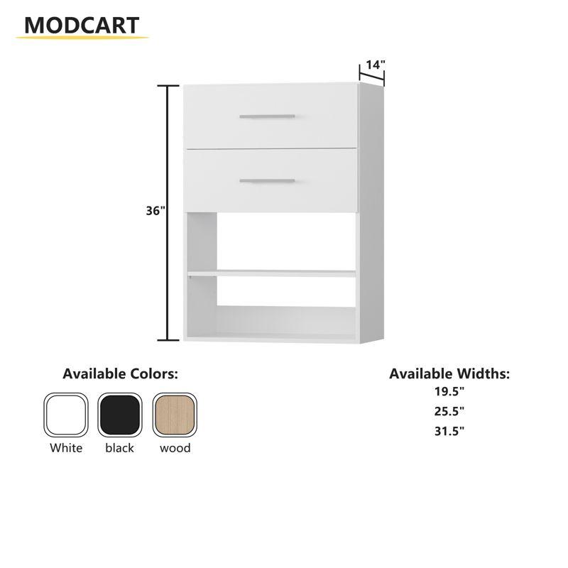 25.5" W Short Tower Wood Built In Closet Organizer Unit, Wood Closet Organizer Starter Kit, Mounted Closet Systems with 2 Drawers