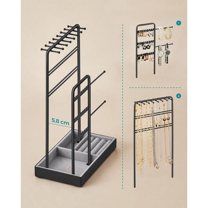 Jewelry Holder, Accessory Organizer, Jewelry Display Stand with Metal Frame and Velvet Tray