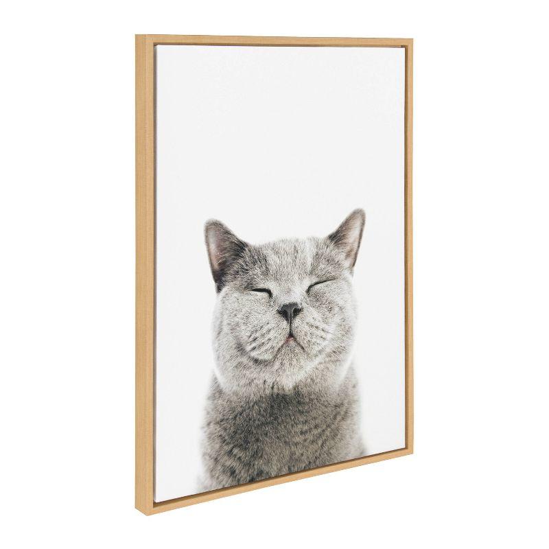 Kate & Laurel All Things Decor 18"x24" Sylvie Smiling Cat Framed Canvas by Amy Peterson Natural