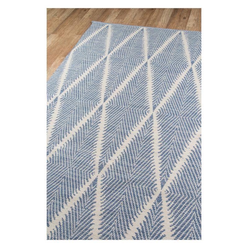 Denim Blue Striped Diamond 5' x 7' Handwoven Wool Blend Rug