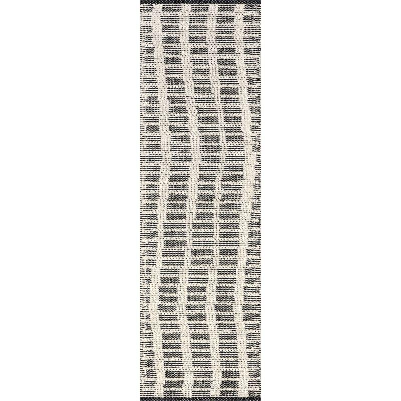 Gracie Oaks Parker Check Textured Ivory Area Rug