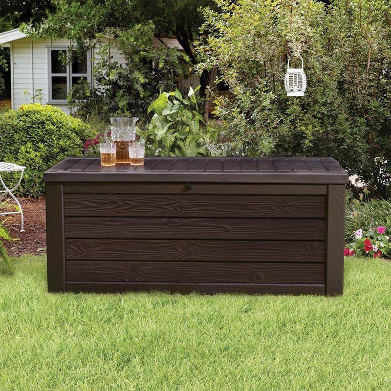 Keter Westwood 150 Gallon Large Durable Resin Outdoor Storage Deck Box For Furniture and Supplies