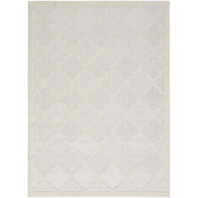 Ivory/White 4' x 6' Synthetic Trellis Flat Woven Rug