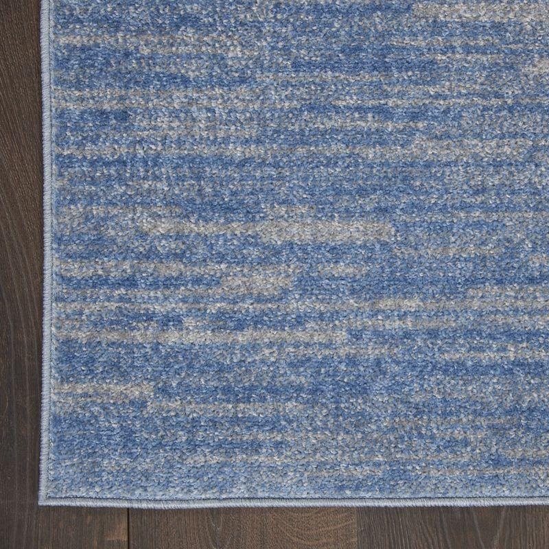 Square 9' Blue/Grey Synthetic Easy-Care Outdoor Rug