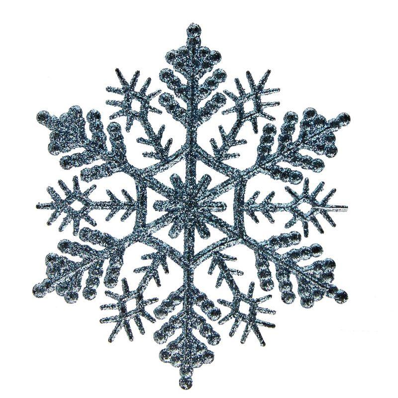 Northlight 24ct Glitter Snowflake Christmas Ornament Set 4" - Baby Blue