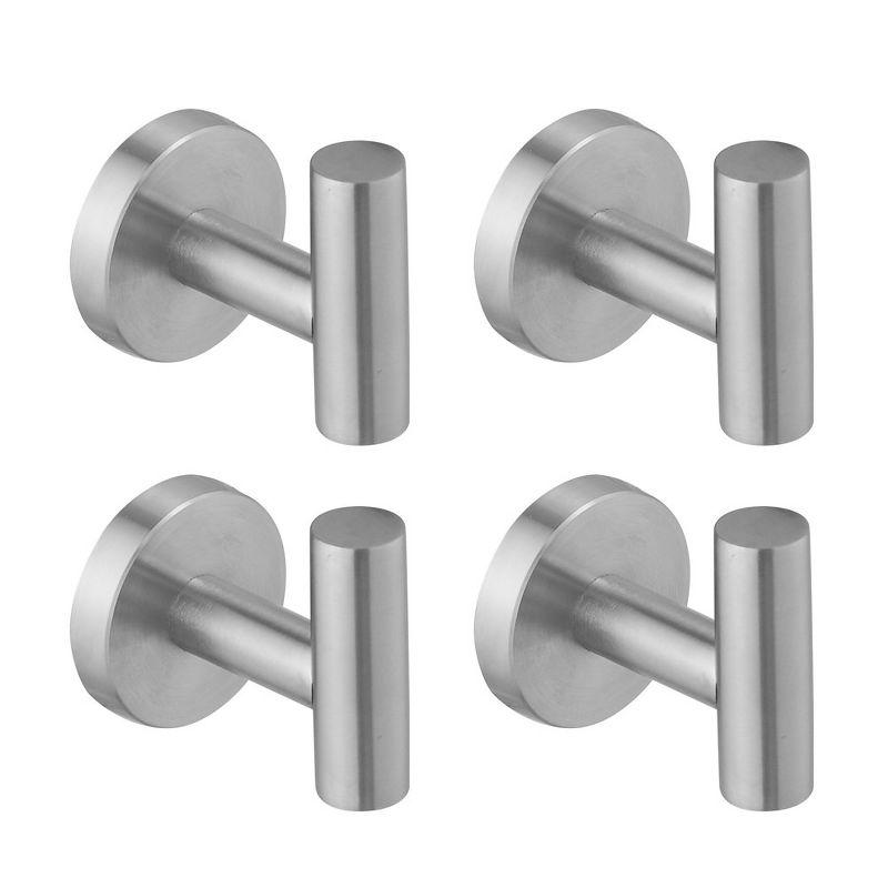 Brushed Nickel Wall Mounted J-Hook Towel Hooks Set of 4