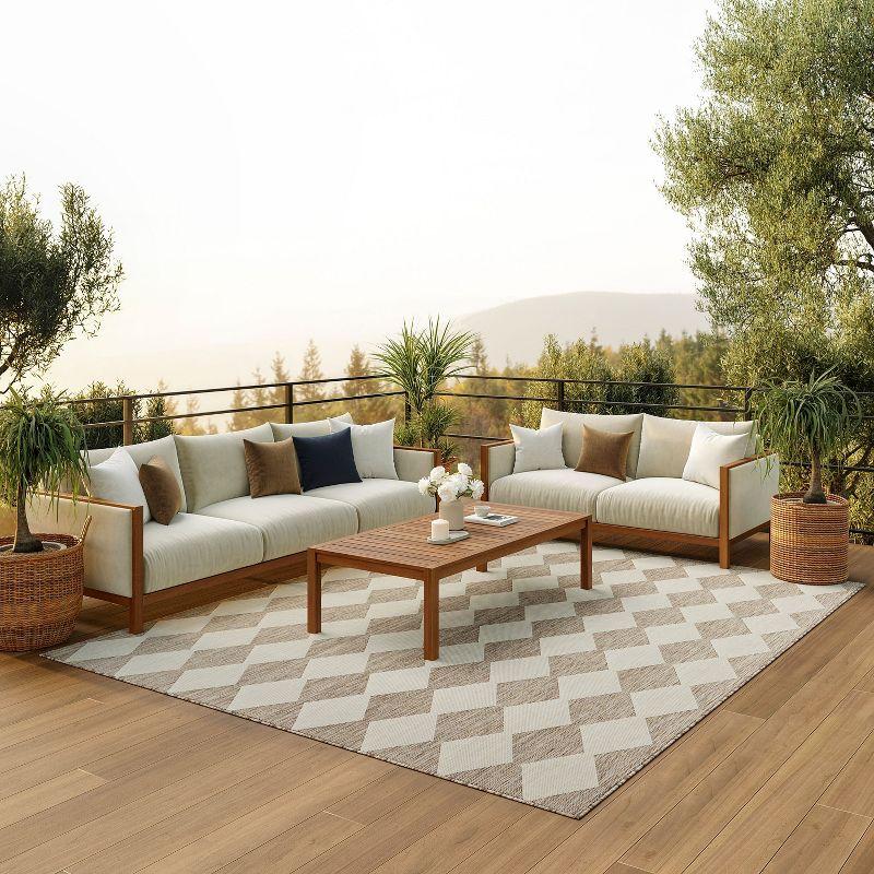 Nourison Positano 8' x 10' Beige Diamond Modern Flatweave Indoor/Outdoor Rug