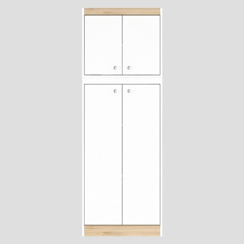 Sleek White & Vienes Oak Galley Kitchen Storage Cabinet