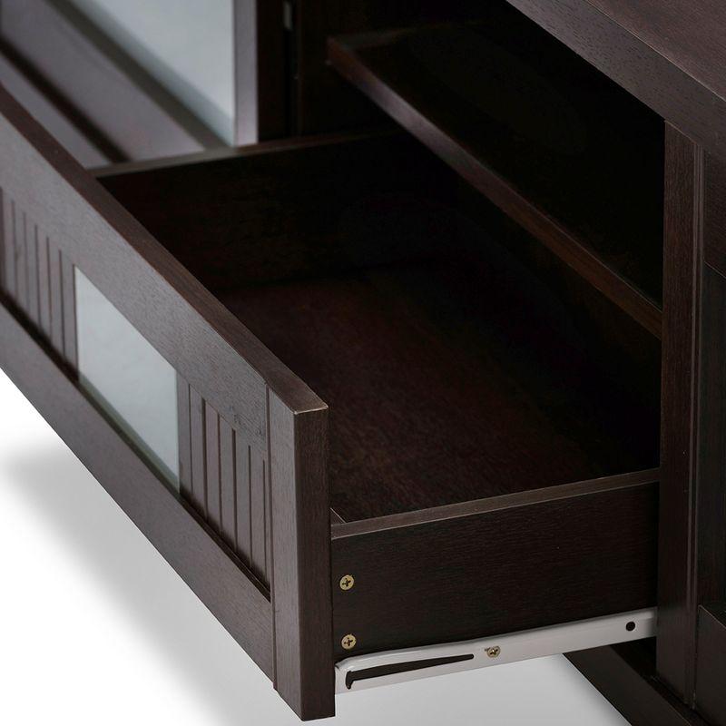 Gerhardine Wood Cabinet: Espresso Finish, Media Storage, 85" TV Compatibility - Baxton Studio