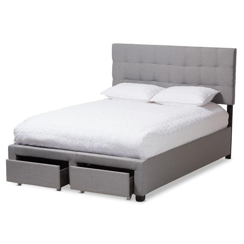 Queen Tibault Modern and Contemporary Fabric Upholstered Storage Bed Gray - Baxton Studio