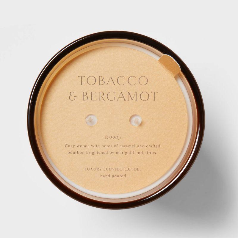22.4oz Tobacco & Bergamot Scented Candle with Glass Vase & Dustcover - Threshold™: Palm Wax, Dual Wick