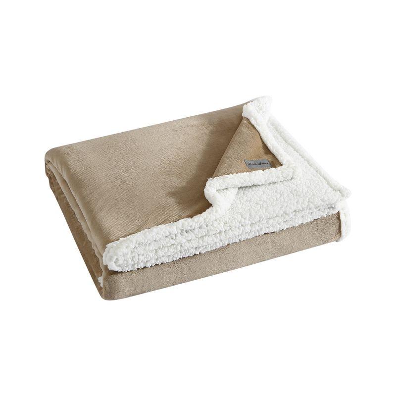 Beige Full Reversible Plush and Sherpa Blanket