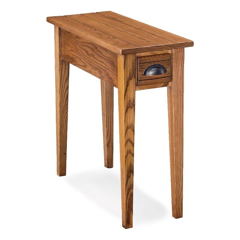 Leick Furniture Bin Pull Narrow Wood End Table in Candleglow Brown Finish