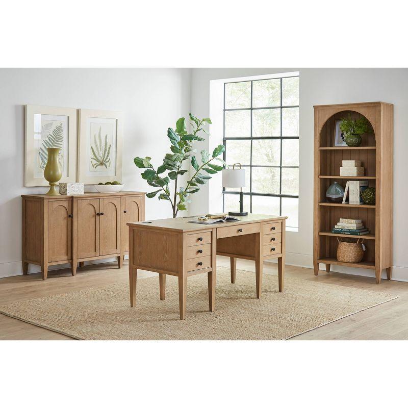 Martin Furniture 78" Modern Wood Open Bookcase Laurel Collection Light Brown: No Assembly, 3-Tier Storage