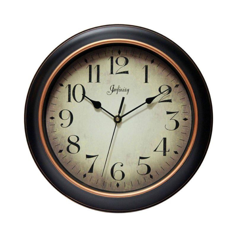 Hanover 12" Black and Rose Gold Traditional Wall Clock