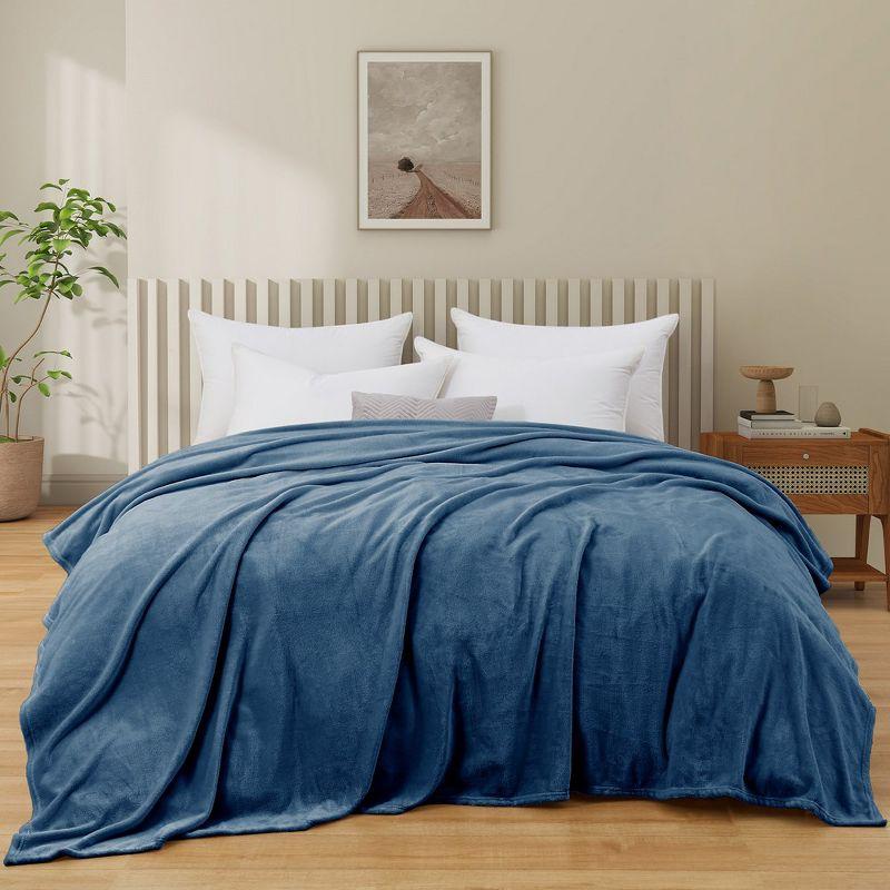 Navy Reversible Fleece Queen Throw Blanket