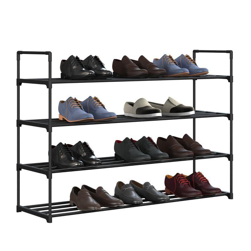 Home-Complete 4-Tier Shoe Rack for 20 Pairs, Black