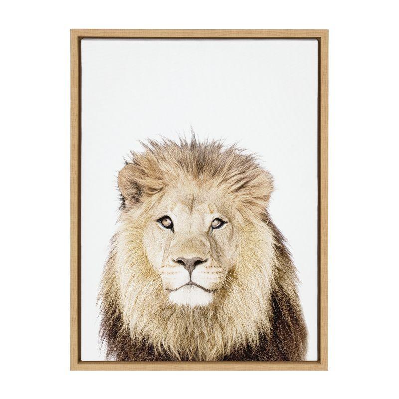 18"x24" Sylvie Lion Thinking Portrait Framed Canvas by Amy Peterson - Kate & Laurel All Things Decor