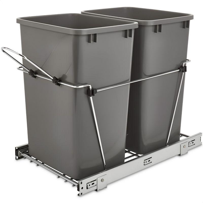 Rev-A-Shelf Double Pull Out Trash Can 27 Qt for Kitchen