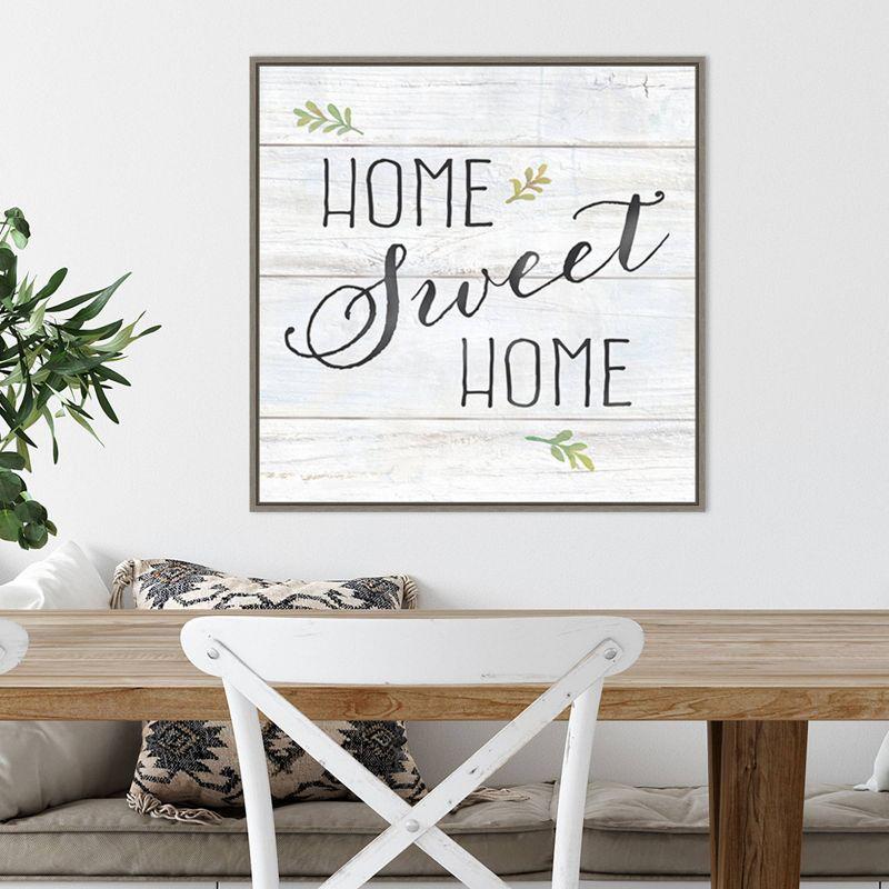 22" x 22" Farmhouse Sign I Home Sweet Home by Cynthia Coulter Framed Canvas Wall Art Print - Amanti Art: Modern Decor, Botanical Design