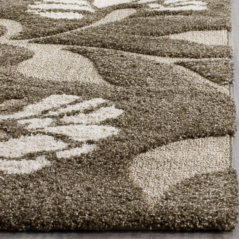 Elegant Smoke and Beige Floral Shag Runner Rug, 2'3" x 8'