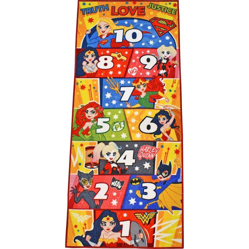 Justice League Girls Hopscotch Educational Play Rug 72 x 31 in